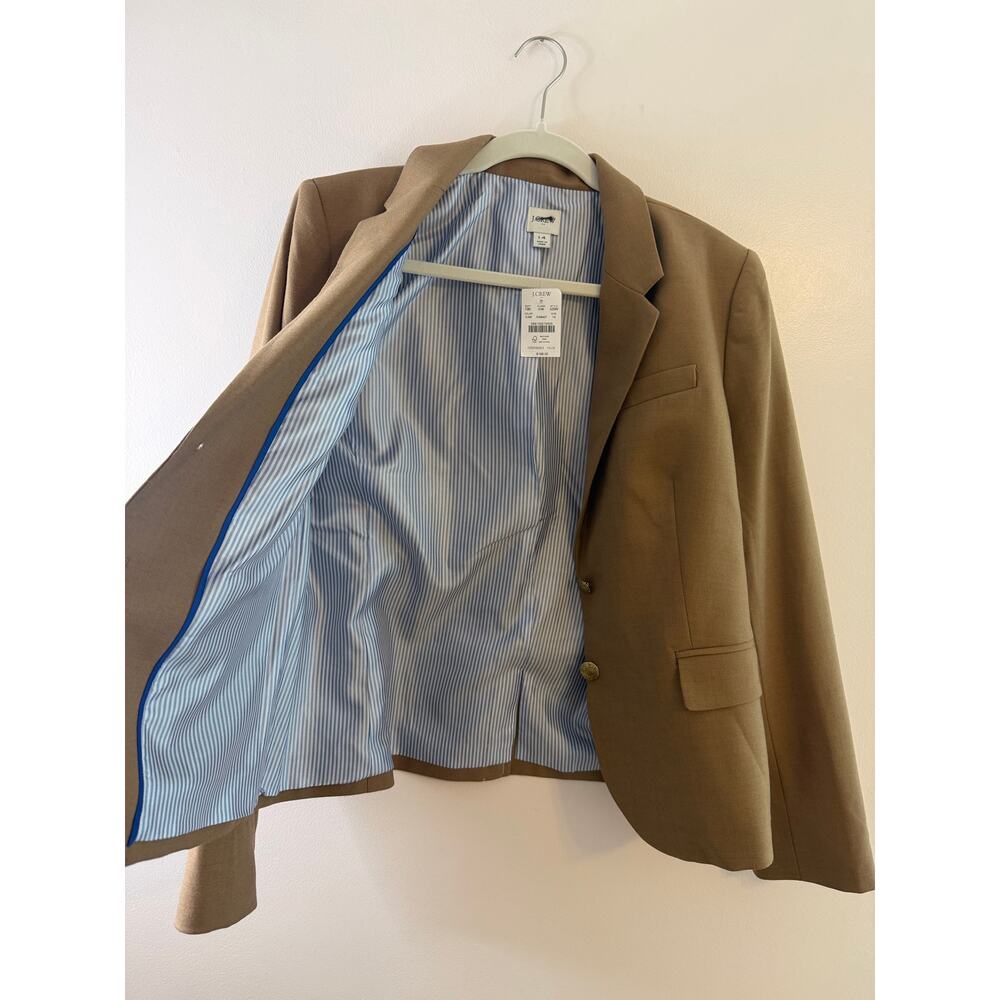 J.Crew Schoolboy Blazer Camel Tan Gold Button Wool Blend NWT Size 14 - Picture 12 of 14